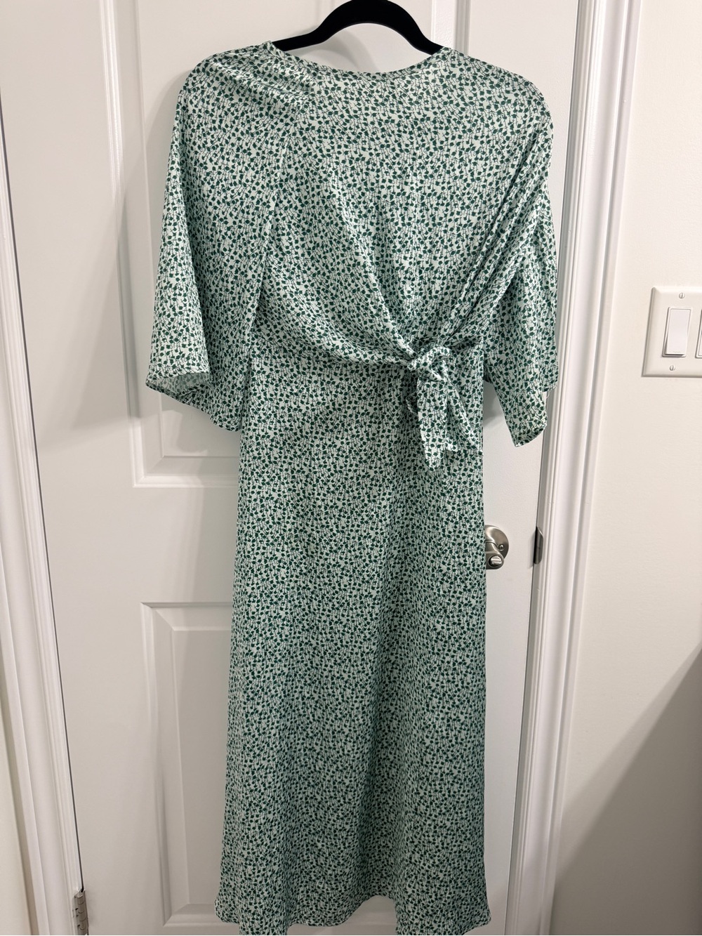 Shein- Light Green Floral Tie up dress